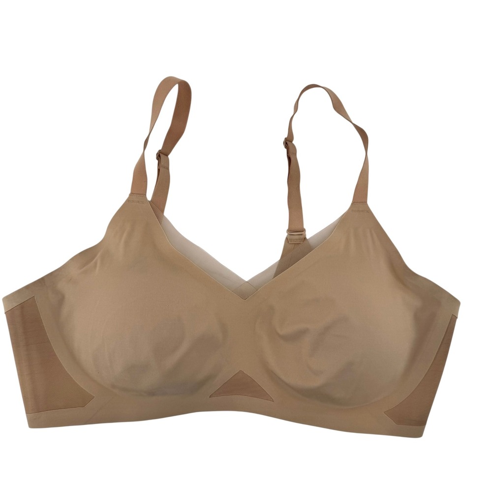 HONEYLOVE Crossover Shapewear Bra Sand Nude Tan XL Wireless Smoothing Comfort‎